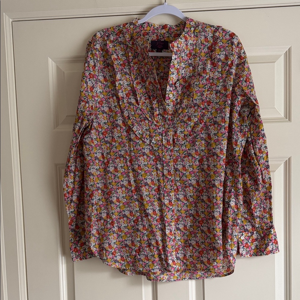 Liberty by J.Crew Vibrant Floral Pattern Top